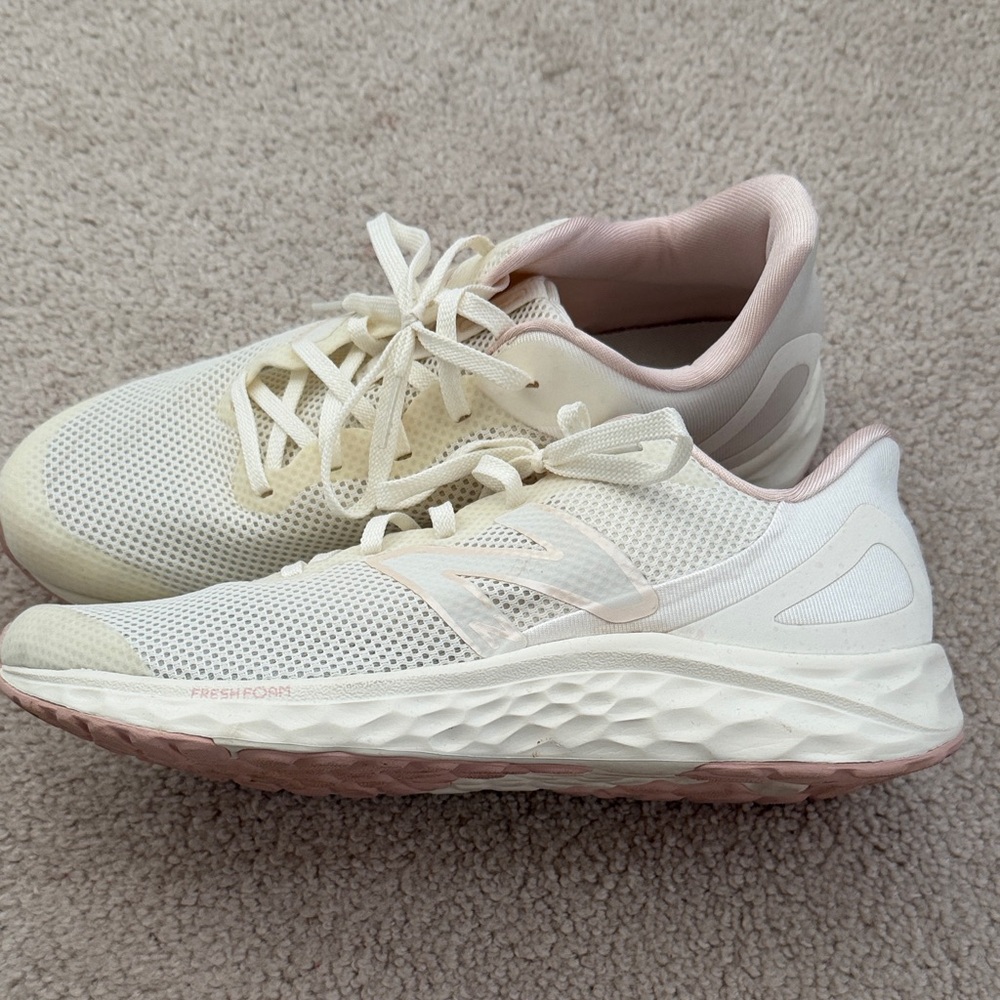 New Balance Women's Cream and Pink Athletic Shoes